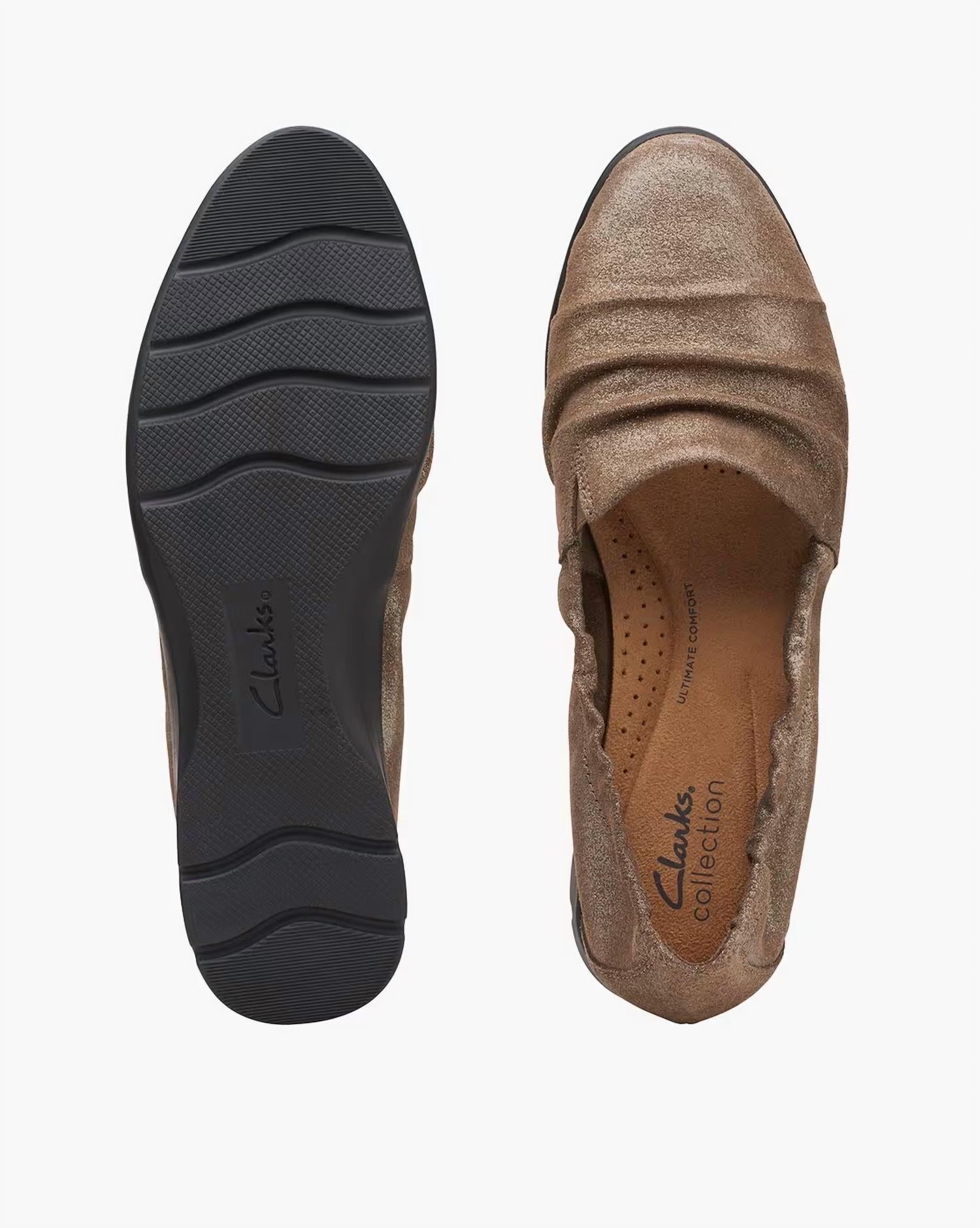 Clarks Women's Jenette Ruby Flats in pewter metallic suede - women's flats - view 7