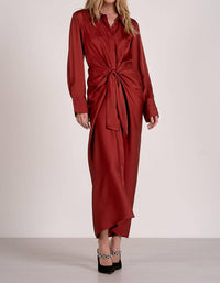 Elan - Tie Front Maxi Shirt Dress