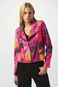 Joseph Ribkoff - Faux Suede Abstract Print Fitted Jacket