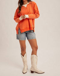 Hem & Thread - Color Block Snow Wash Oversized Sweatshirt