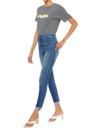 KanCan Janice High Rise Cigarette Leg Jeans in medium wash - women's jeans - detail view