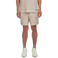 Reuben Oliver Country Club Cable Knit Shorts in champaigne - men's shorts