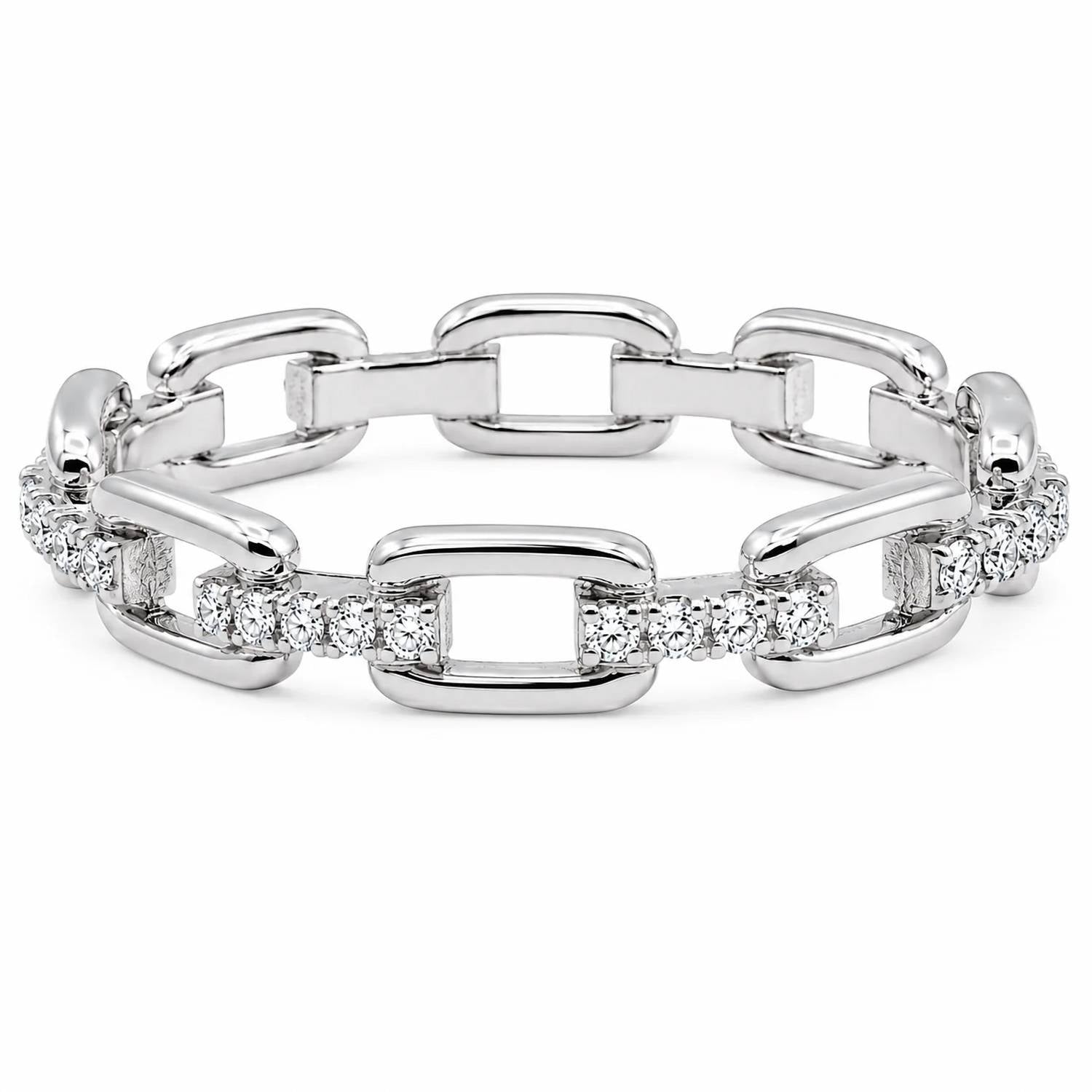 Allyanna Gifts - Women's Moissanite Horseshoe Link Eternity Ring Band