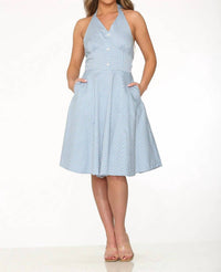 Orchid Bloom - Checkmate Halter Swing Dress