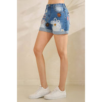 Oli & Hali - Washed Floral Embroidery Short