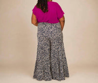 Blue Velvet - Cheetah Print Wide Leg Pant - Plus