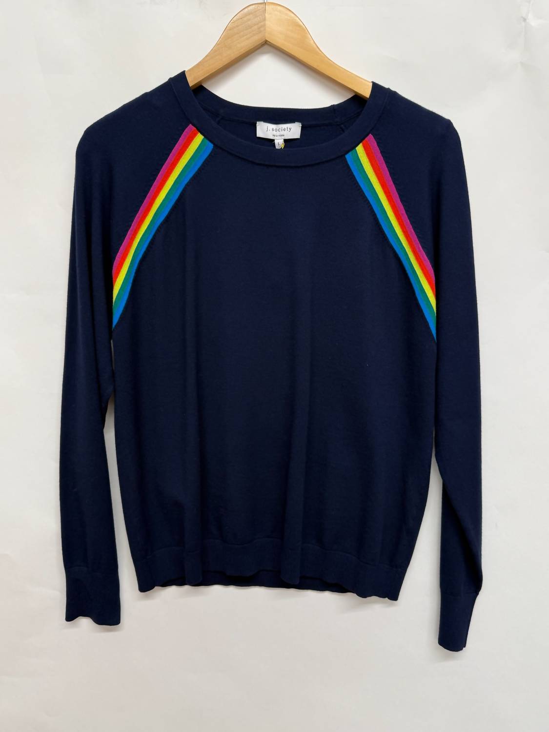 J. Society - Women's Crew Sweater With Rainbow Stripe