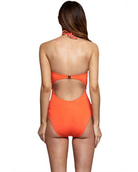 Jets By Jessika Allen - Plunge Lace Up Halter One Piece Swimsuit