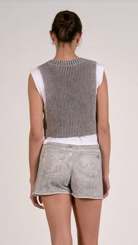 ELAN Women's Overlay Sweater Vest in grey - women's jacket - detail view
