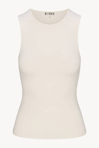 Eterne Sleeveless Crewneck Tank Top in ivory - women's tank top - view 4