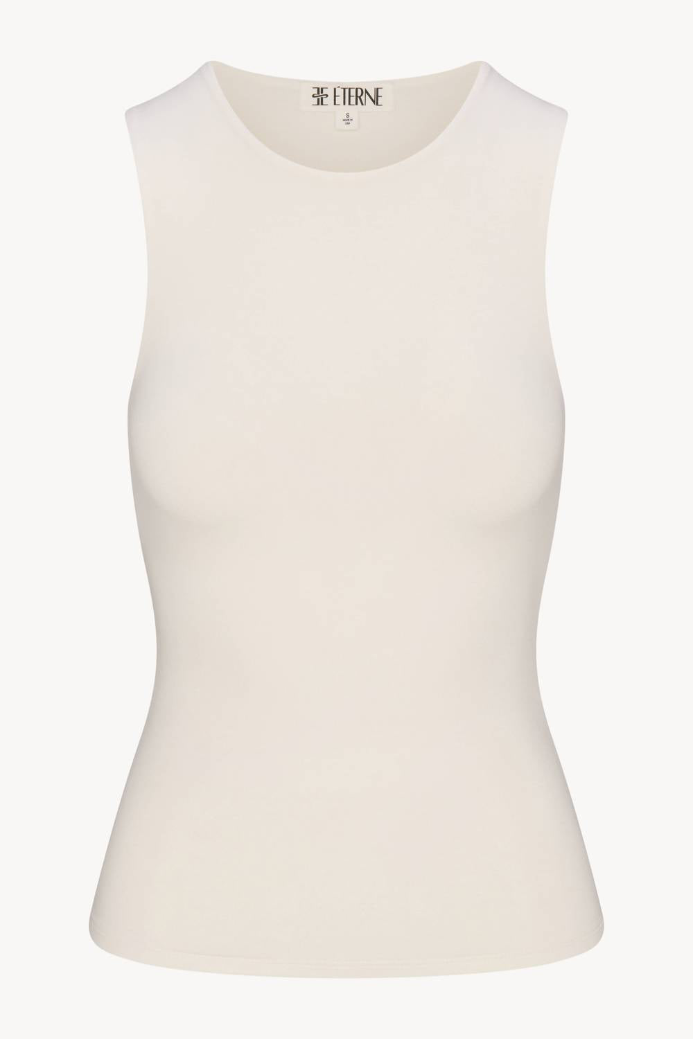 Eterne Sleeveless Crewneck Tank Top in ivory - women's tank top - view 4