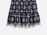 Skies Are Blue - Cotton Embroidered Ruffle Hem Skirt