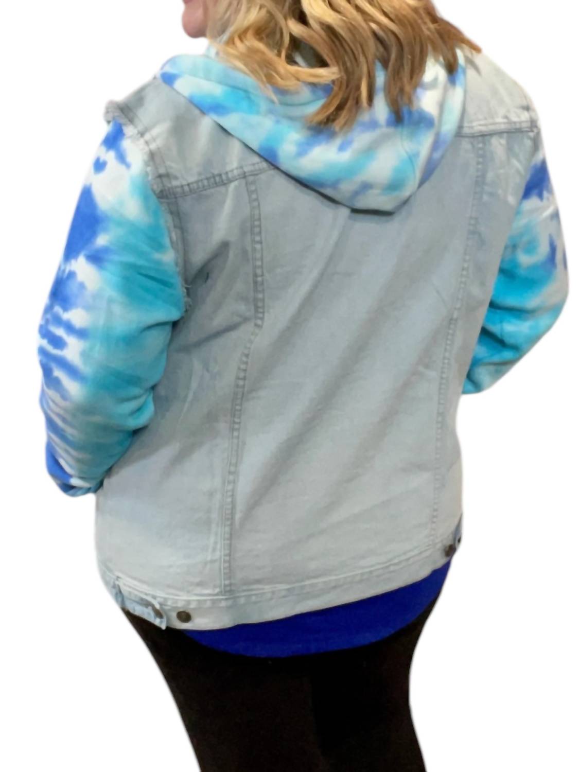 Sew In Love - Denim Jacket With Tie Dye Accents Hoodie