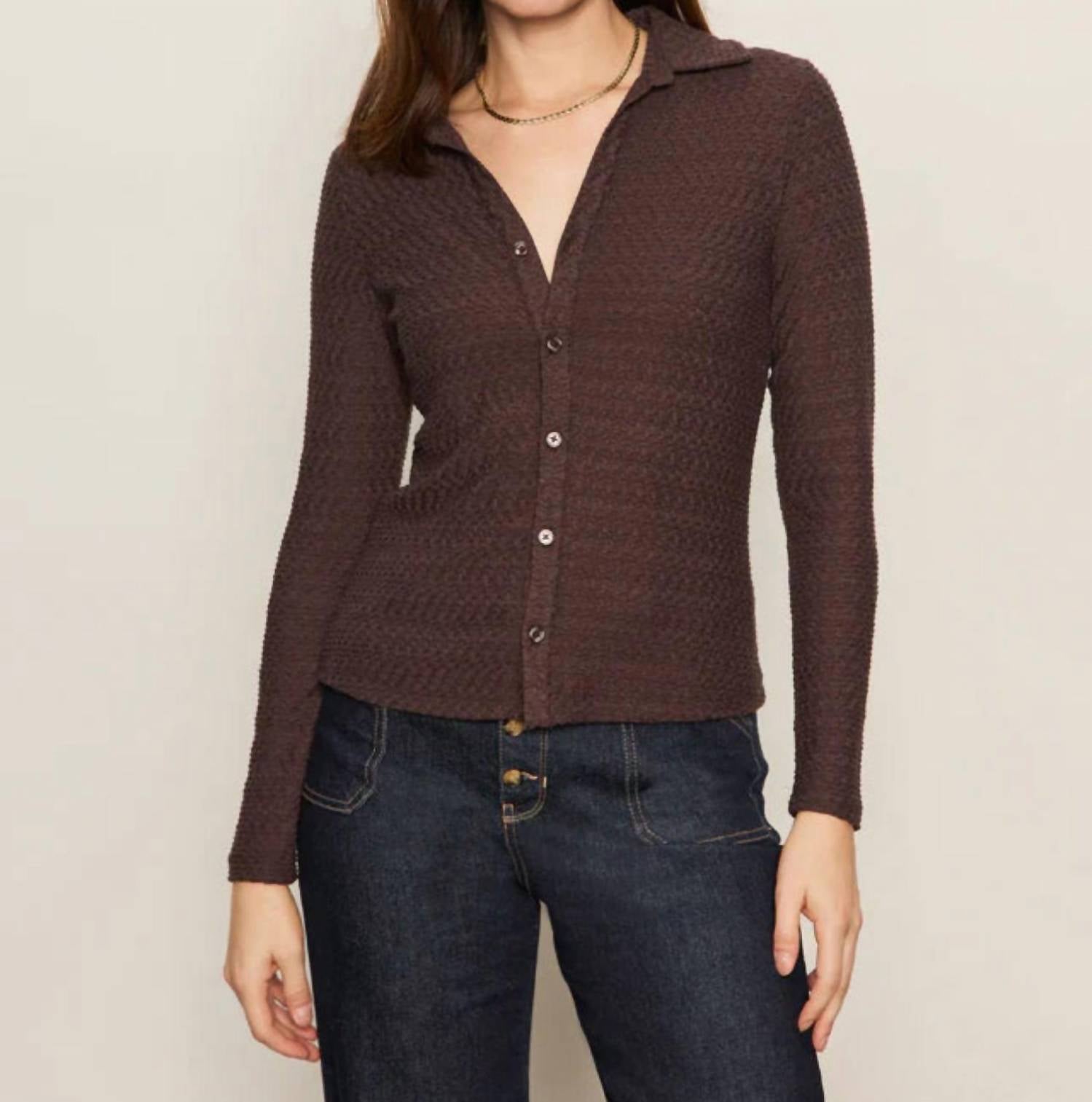 Sanctuary Dream Girl Textured Knit Cardigan in brown - women's cardigan