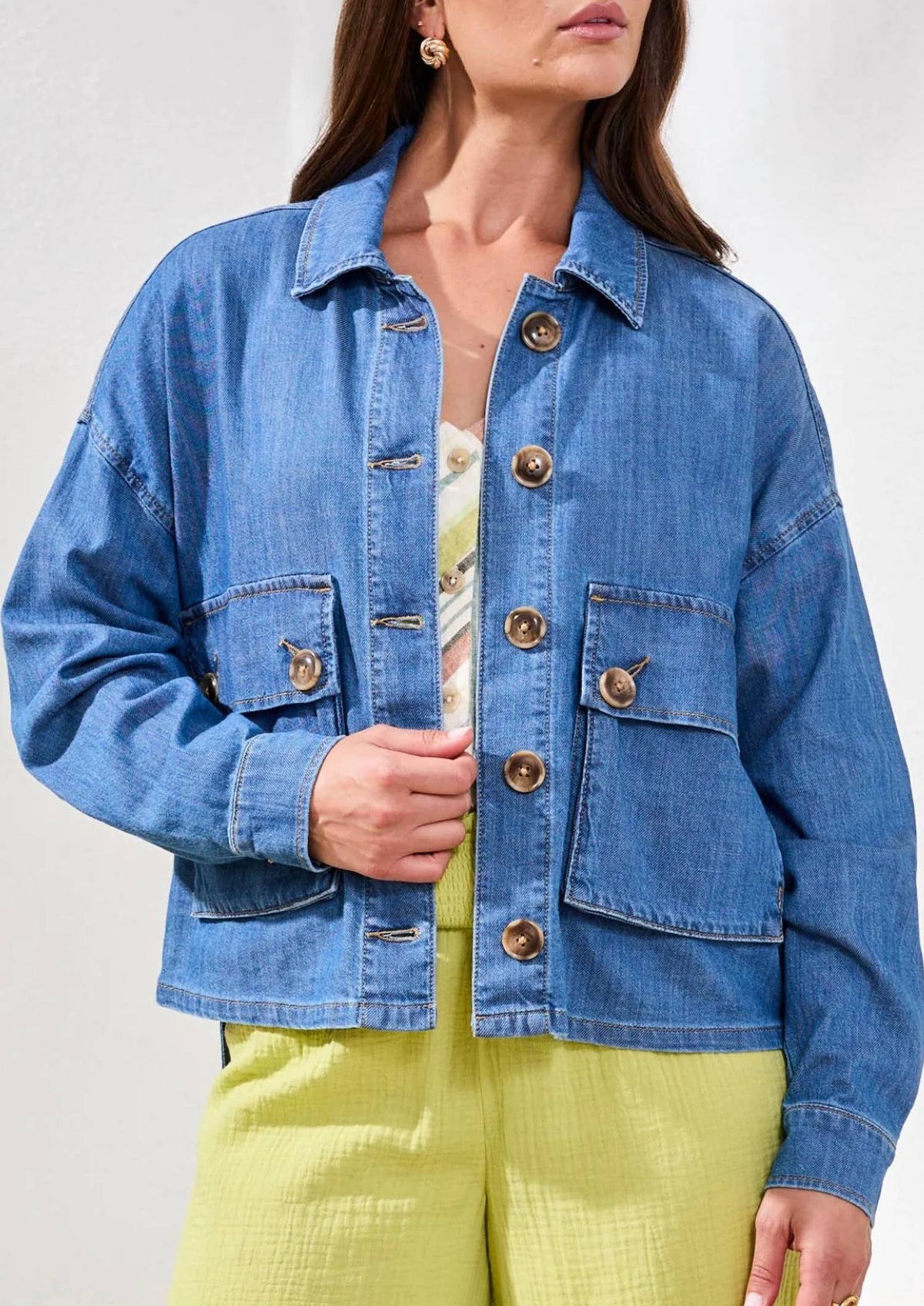 Tribal - Patch Pockets Button Front Jacket