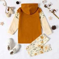 Patpat - Girl's 2-piece Floral Hoodie Sweatshirt And Pants Set