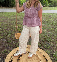 Peach Love - Vintage Baroque Floral Gypsy Fit Pants