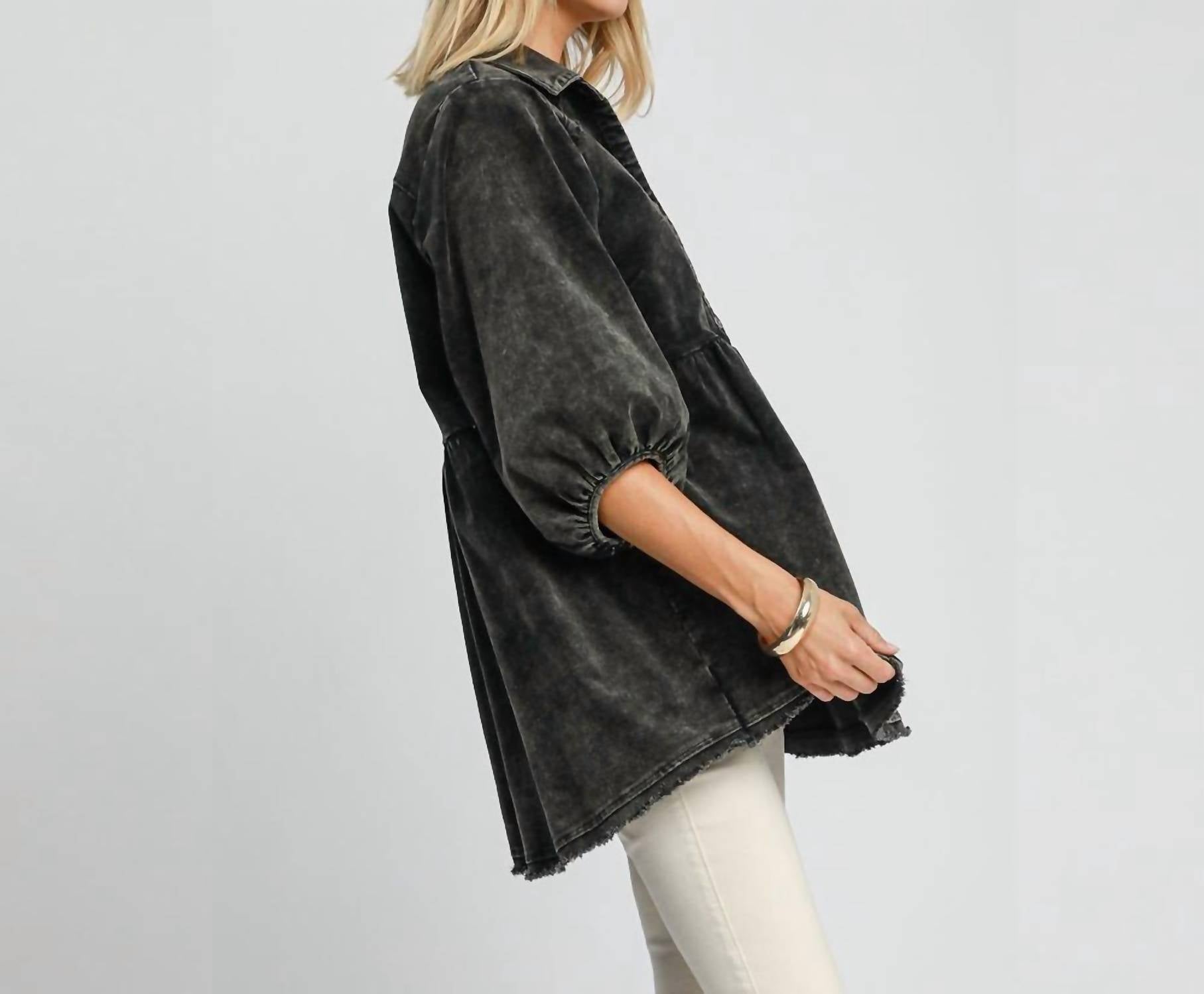 Umgee - Half Button Down Corduroy Tunic