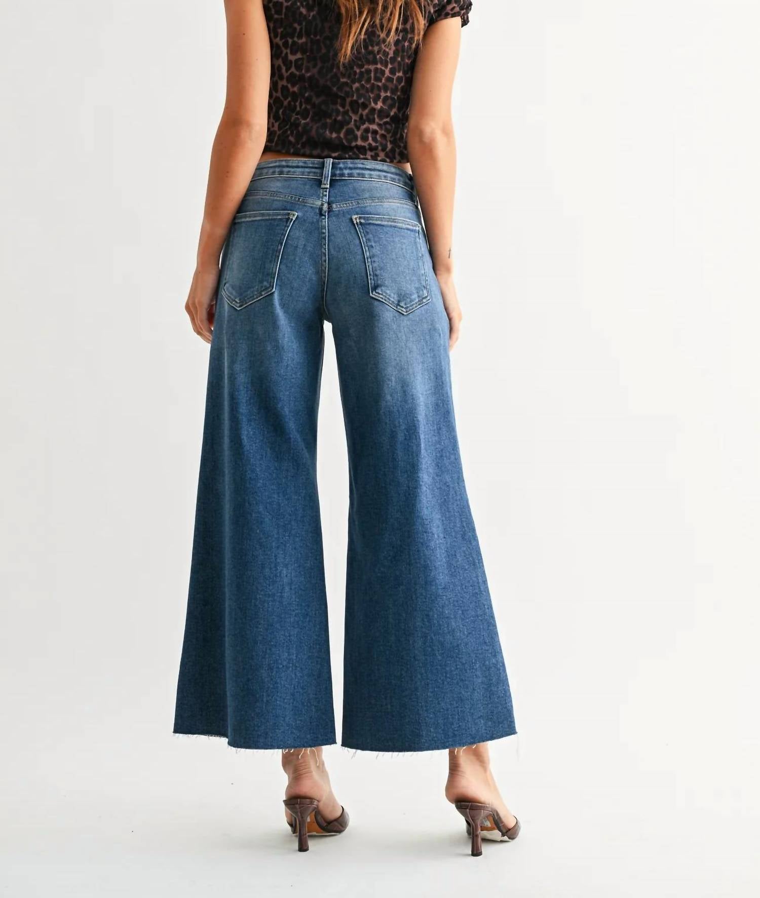 Just Black Denim - Wide Leg Flare Crop Jean