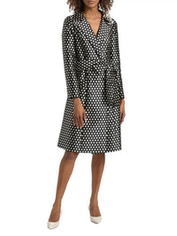 Teri Jon Mikado Polka Dot Shirt Dress in black - women's dress