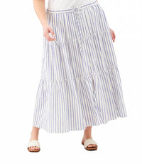 Karen Kane - Stripe Tiered Midi Skirt - Plus