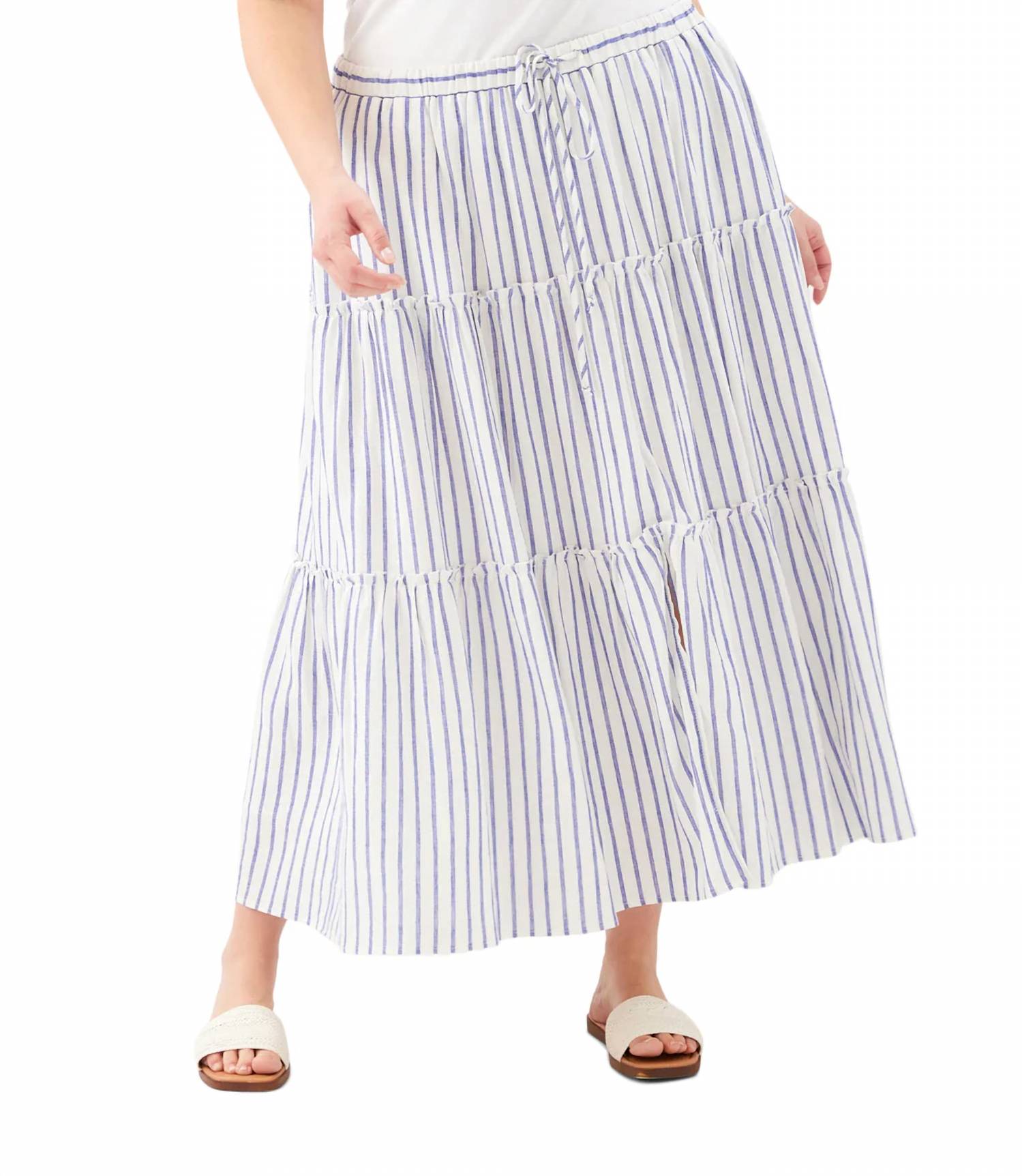 Karen Kane - Stripe Tiered Midi Skirt - Plus