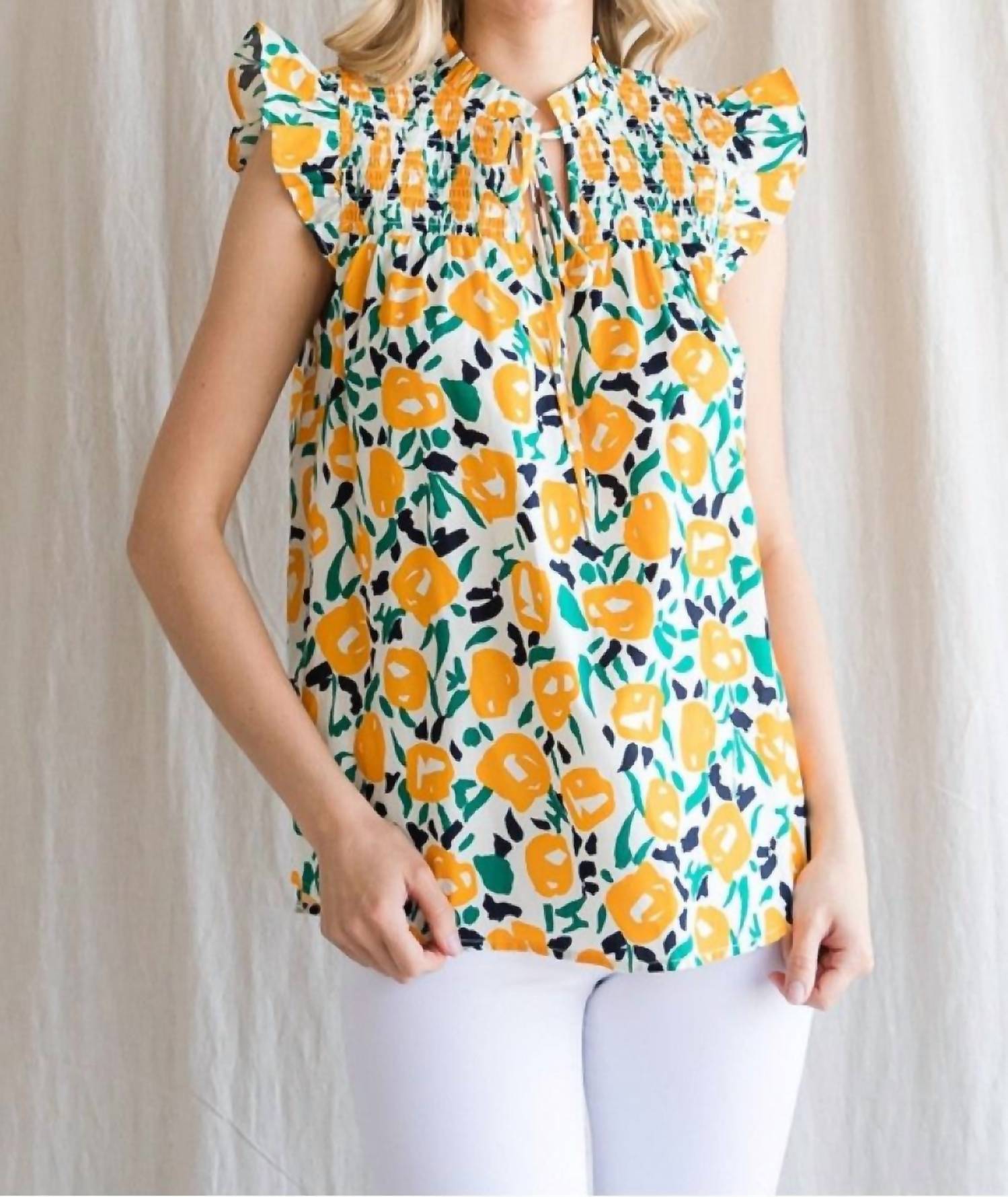 Jodifl - Golden Blooms Top
