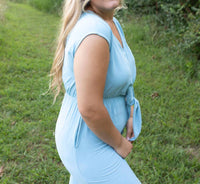 Doe and Rae Ocean Breezy Vibes Tie-front Jumpsuit in blue - women's pants - view 4