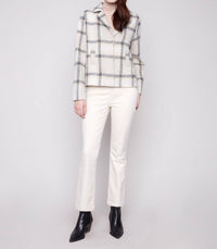 Charlie B - Boucle Knit Plaid Short Coat