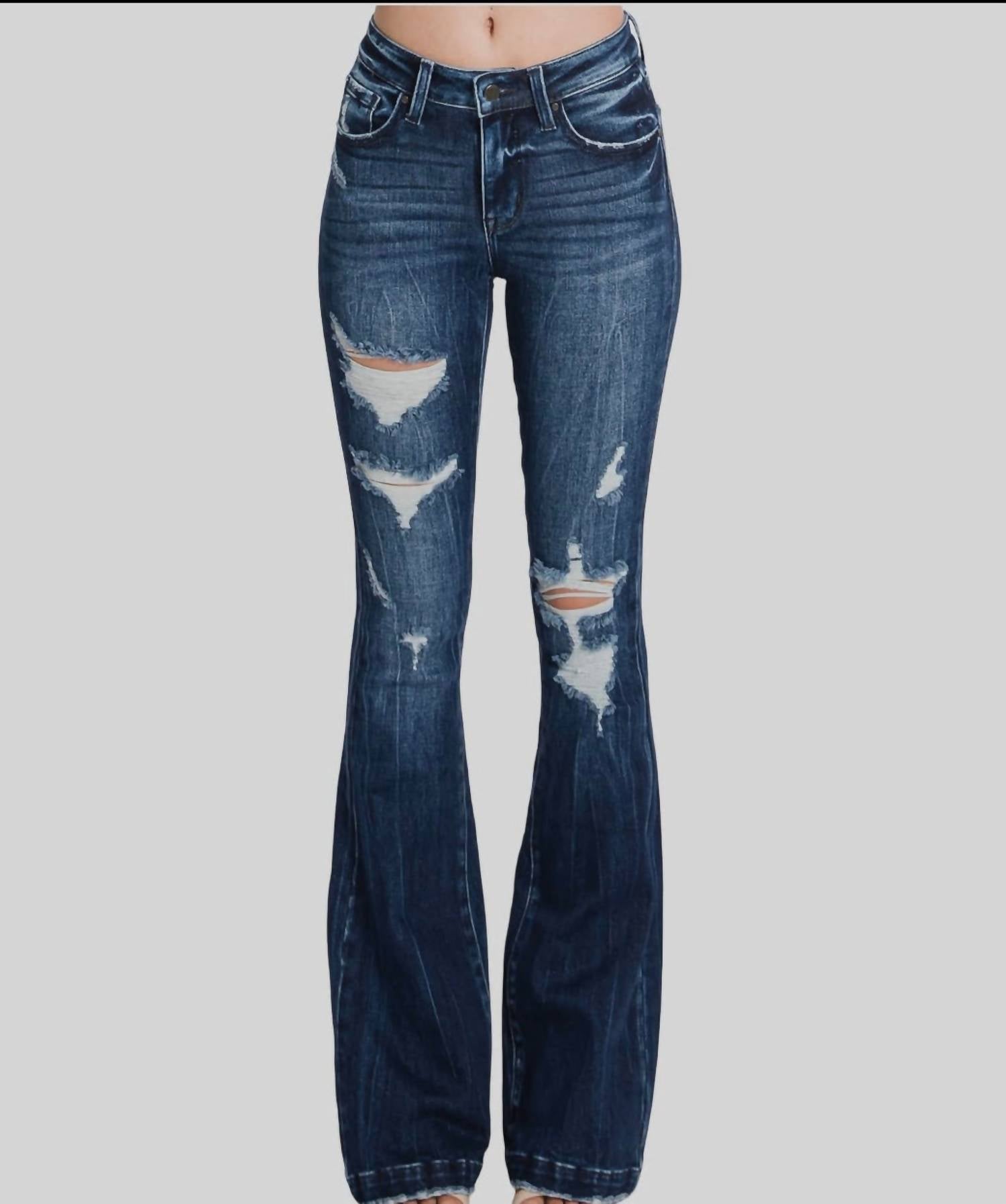 Petra153 - Mid-rise Stretch Flare Jeans