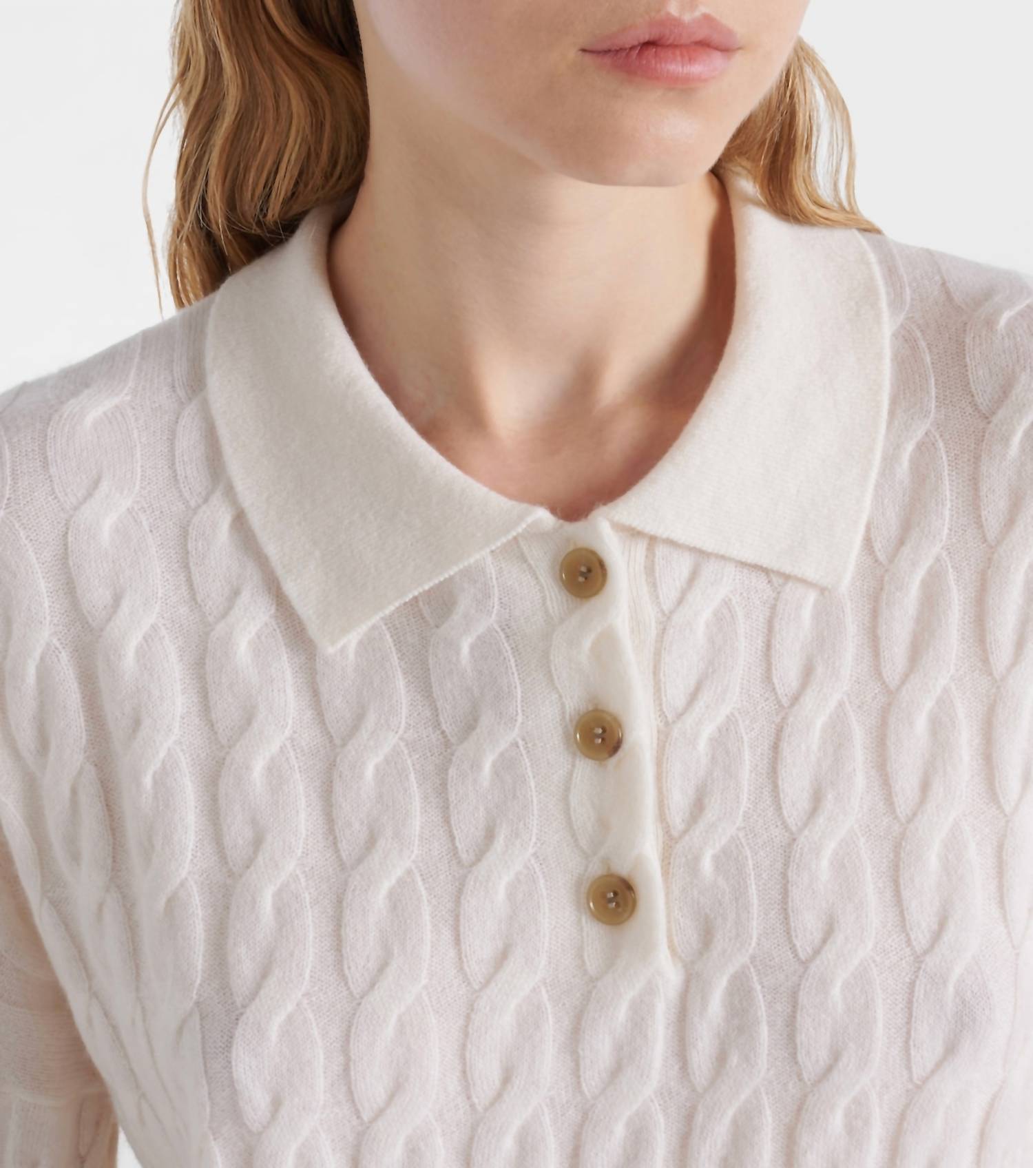 Lisa Yang - Magnolie Cable-knit Cashmere Polo Sweater