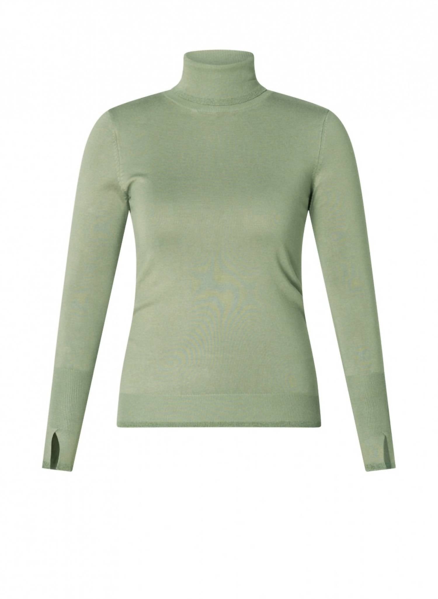 yest Women's Suzette Glitter Trimmed Turtleneck Top in grey olive - women's sweater