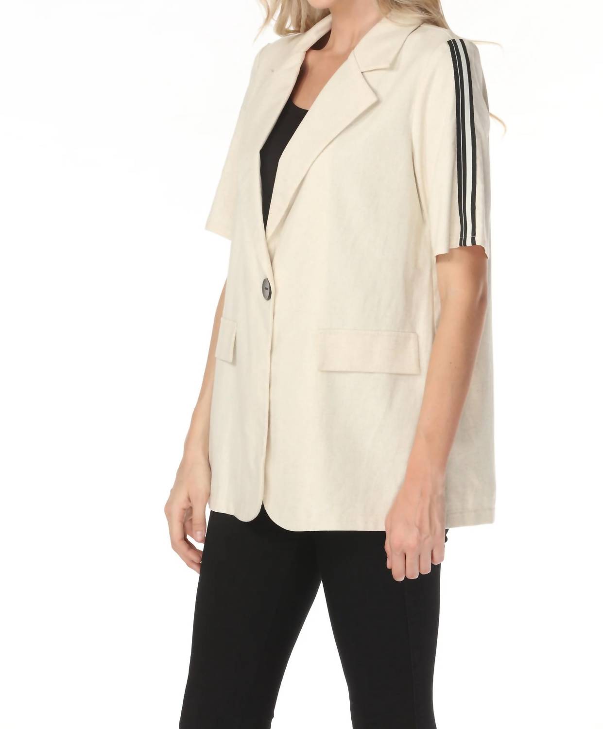 Joseph Ribkoff - Side Stripe Linen Blazer Jacket
