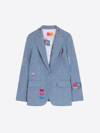 Vilagallo - Heather Embroidered Denim Raya Jacket
