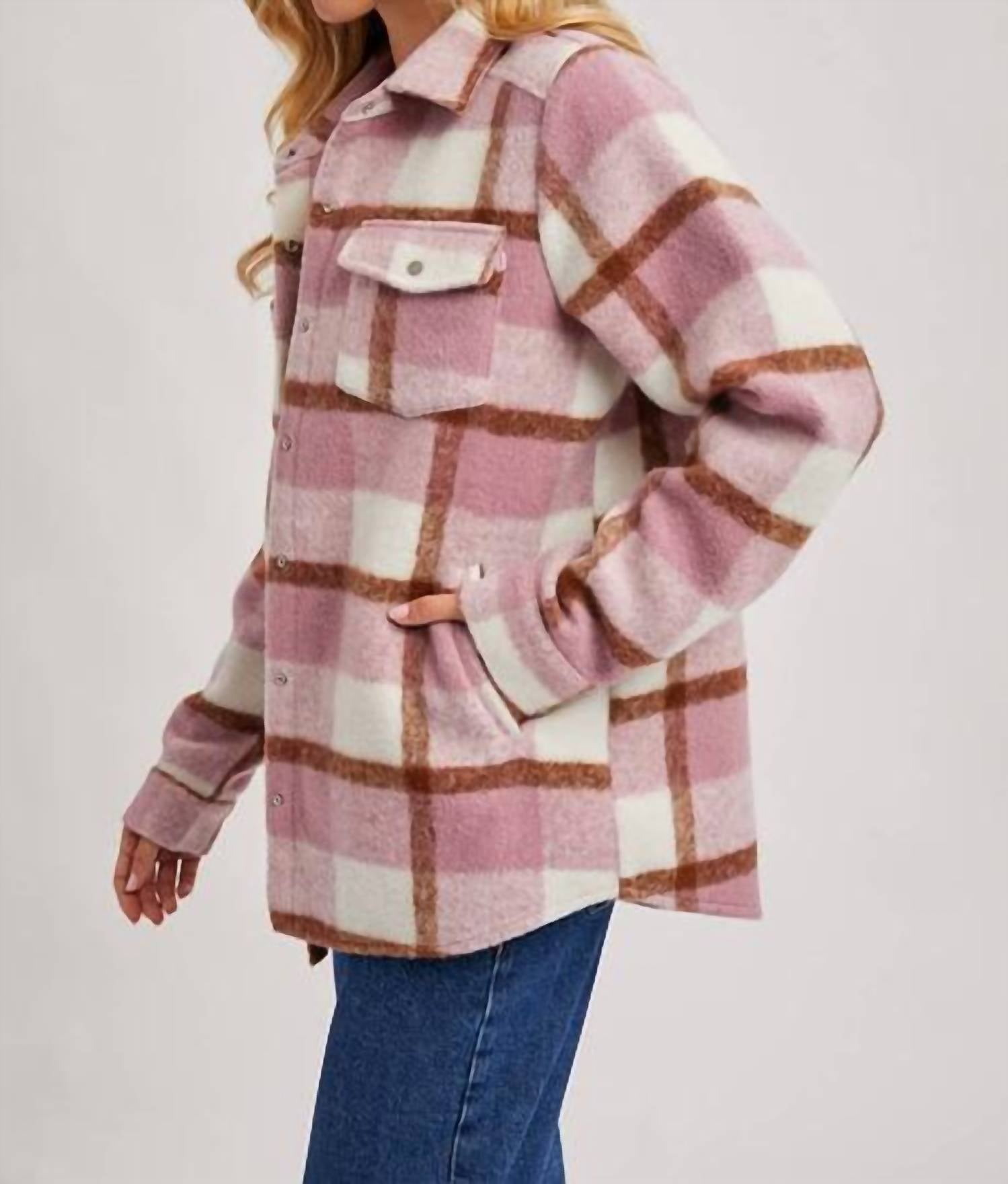 Bluivy - Plaid Brushed Flannel Shacket