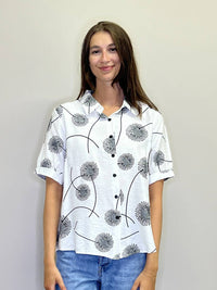 Papillon - Dandalion Print Button Front Top