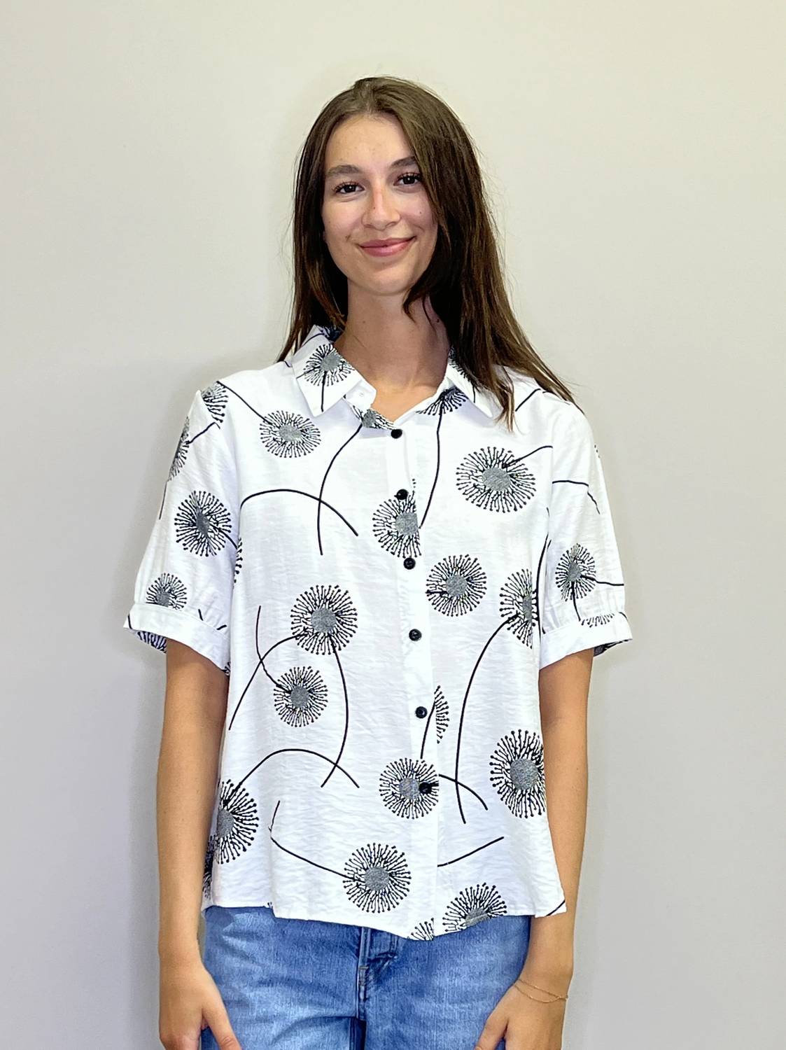 Papillon - Dandalion Print Button Front Top