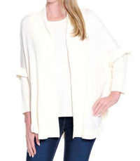 Multiples - 3/4 Seleeve Ruffle Hem Shawl Collar Sweater Cardigan