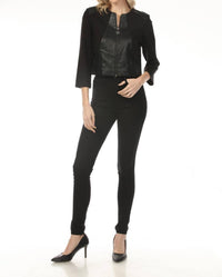 Joseph Ribkoff - Faux Leather Zip Up Cropped Jacket