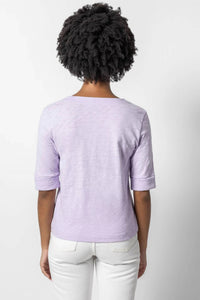 Lilla P - Cuffed Elbow V-neck Top