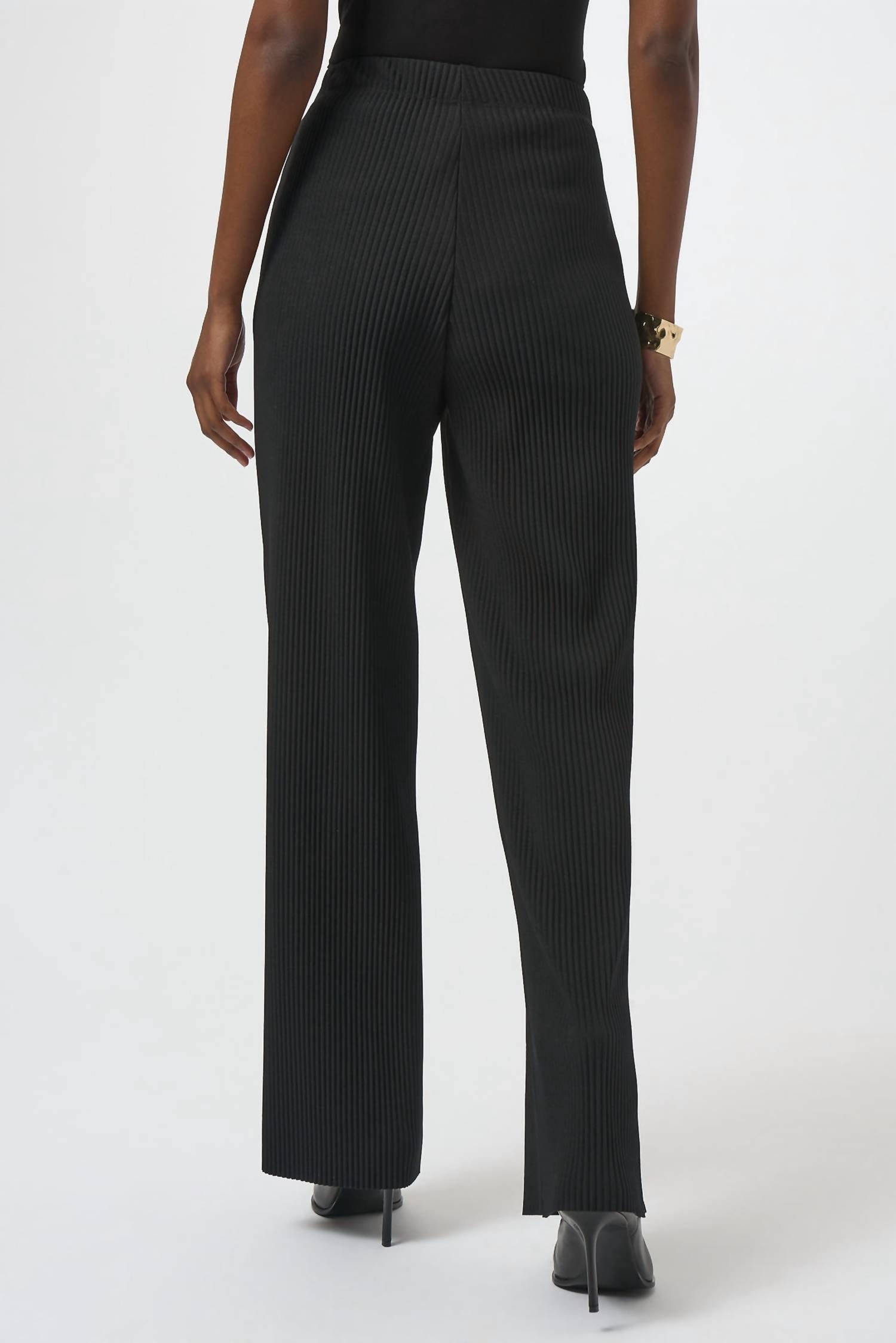 Joseph Ribkoff Pleated Wide Leg Pants in black - women's pants - detail view