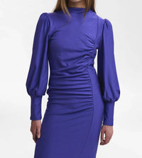 Gestuz RIFAGZ PUFF DRESS in deep blue - women's dress - detail view