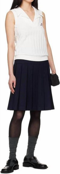 Shushu/Tong A-line Pleated Midi Skirt in navy blue - women's skirt