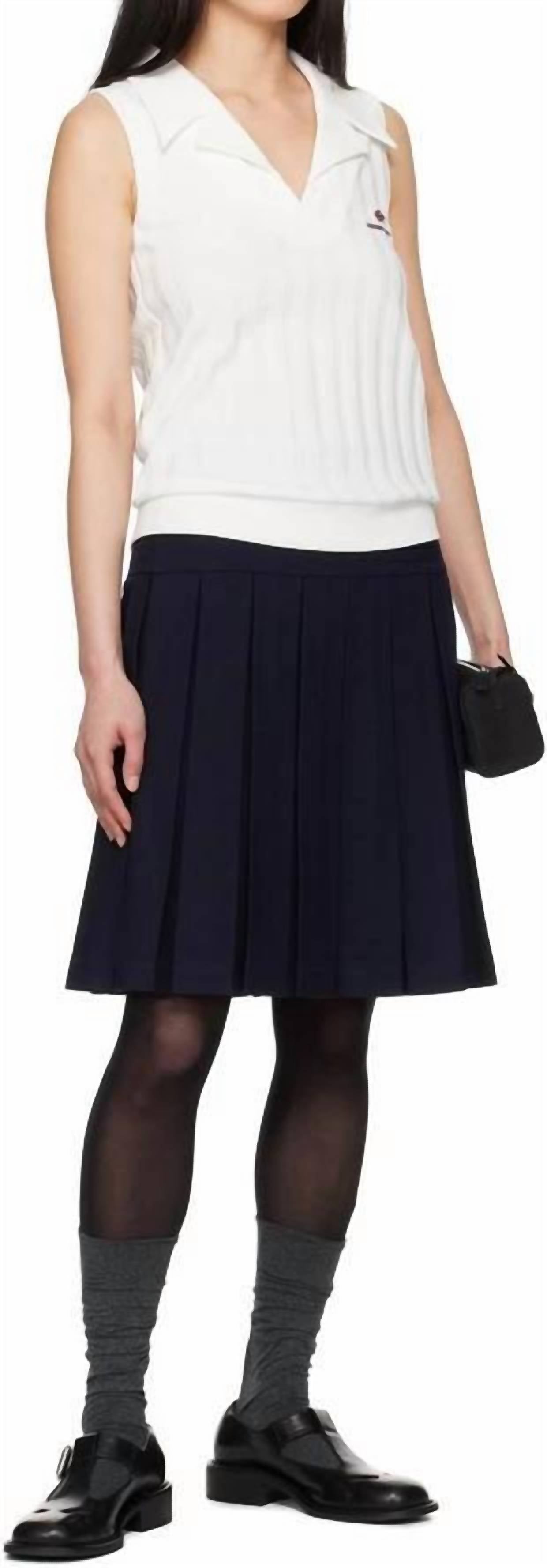 Shushu/Tong A-line Pleated Midi Skirt in navy blue - women's skirt
