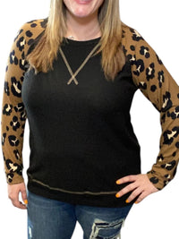 Honeyme - Fleece Animal Print Long Sleeve Tee