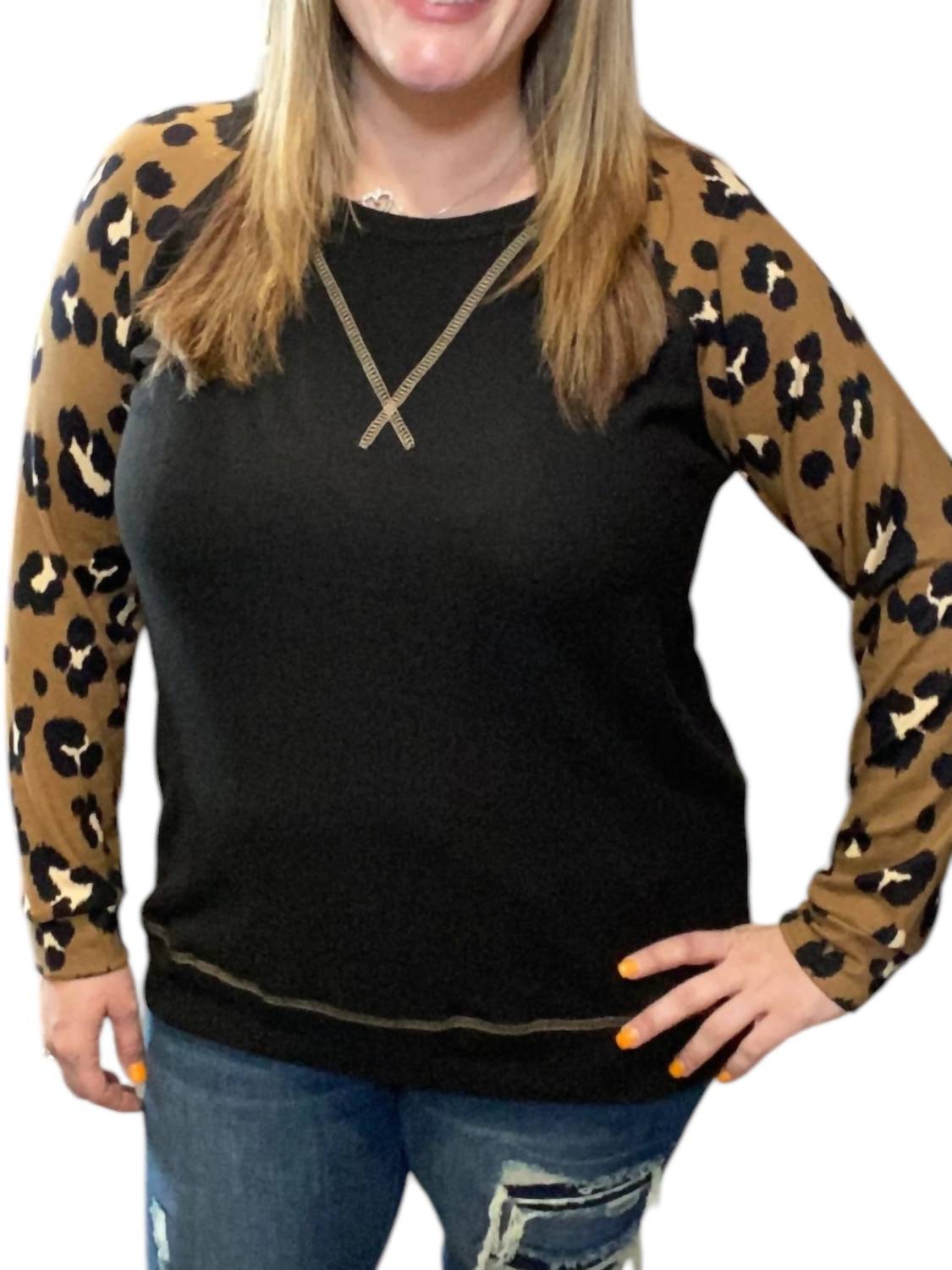 Honeyme - Fleece Animal Print Long Sleeve Tee