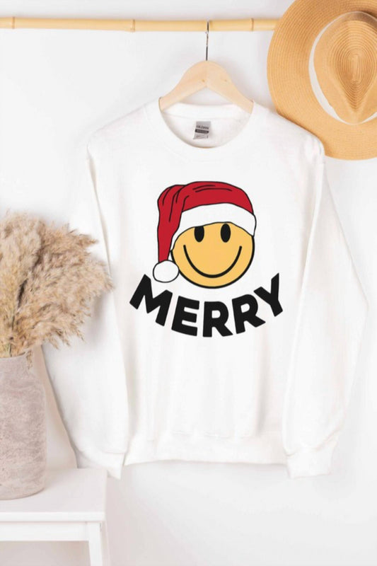 Wknder - Merry Smiley Graphic Sweatshirt