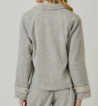 Mystree - Collared Mix Media 3 Button Jacket