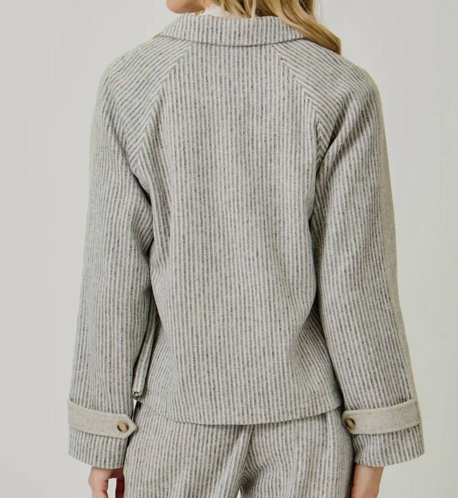 Mystree - Collared Mix Media 3 Button Jacket