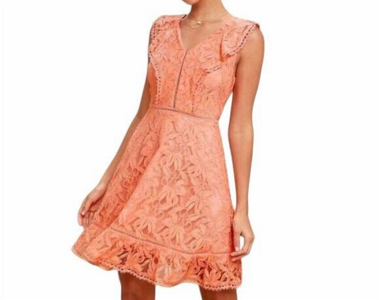 Bb Dakota - Rease Lace Ruffle Detail Fit And Flare Short Dress